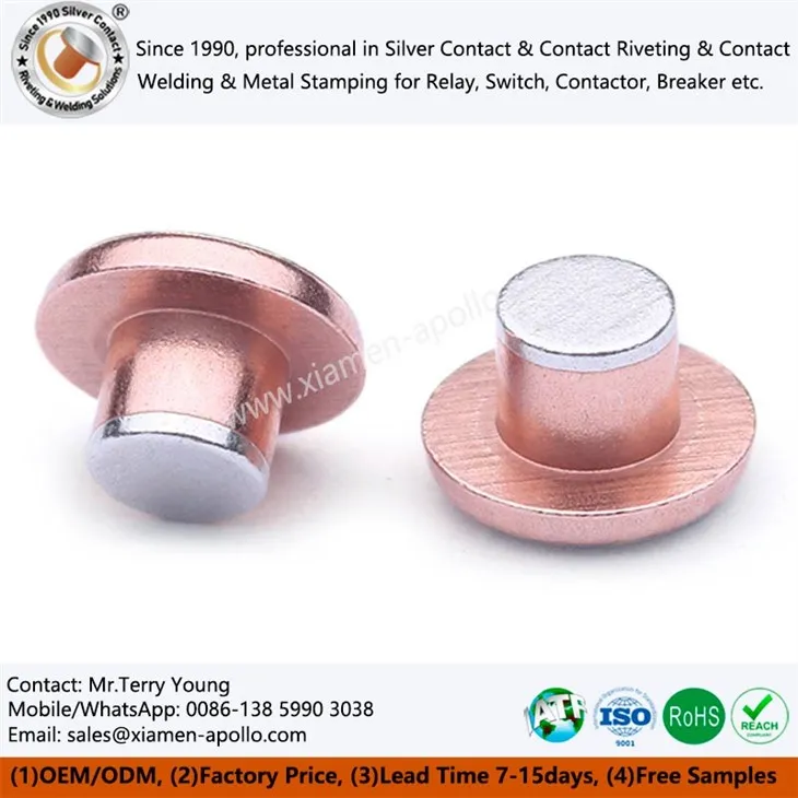 Silver Trimetal Contact Rivets Silver Trimetal Contact Rivets