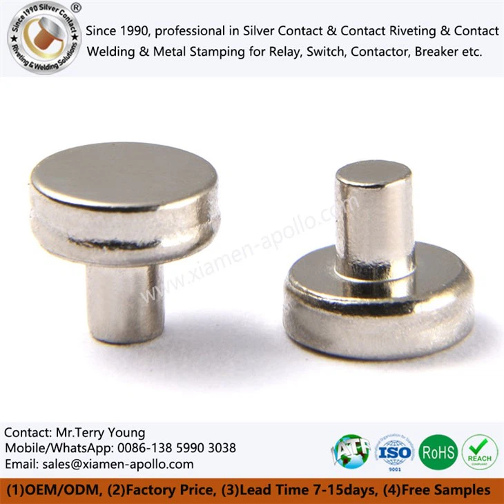 Wolframový kontakt s nýty pro elektrické